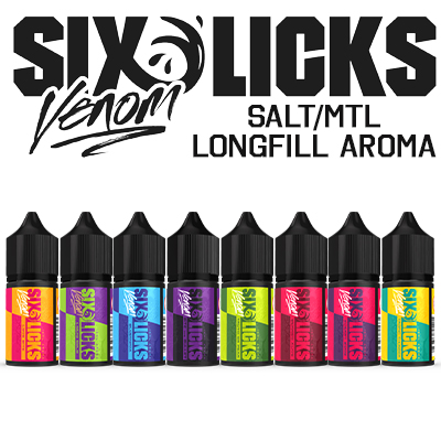 International - Six Licks Venom - Salt/MTL Longfill Flavour 30ml