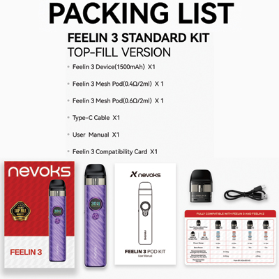 Nevoks Feelin 3 Packing List