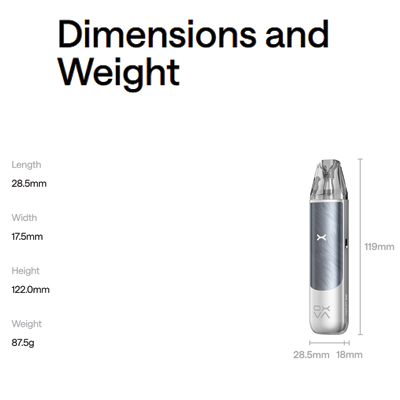 OXVA Ne Xlim Go Pod Kit Dimensions