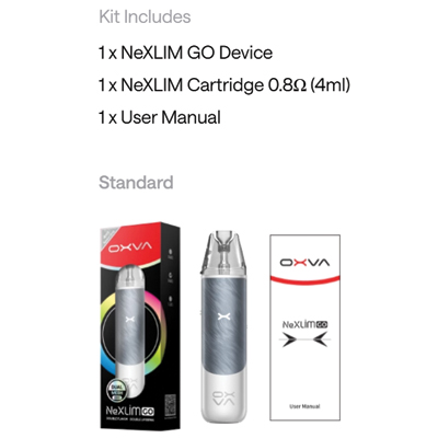 OXVA Ne Xlim Go Pod Kit Kit Includes