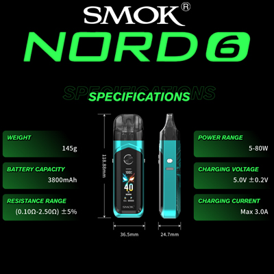 Smok Nord 6 Pod Kit Specs