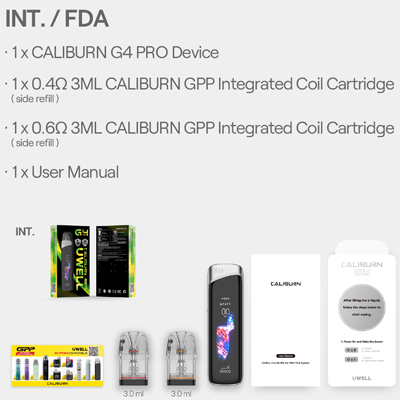 Uwell Caliburn G 4 Pro Pod Kit Packing List