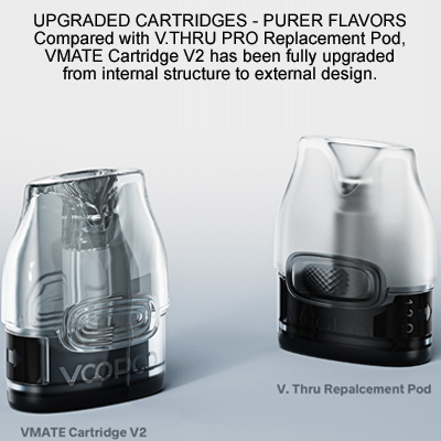 Voopoo Vthru Vmate Pod Replacement 1x 2 Upgraded Cartridges